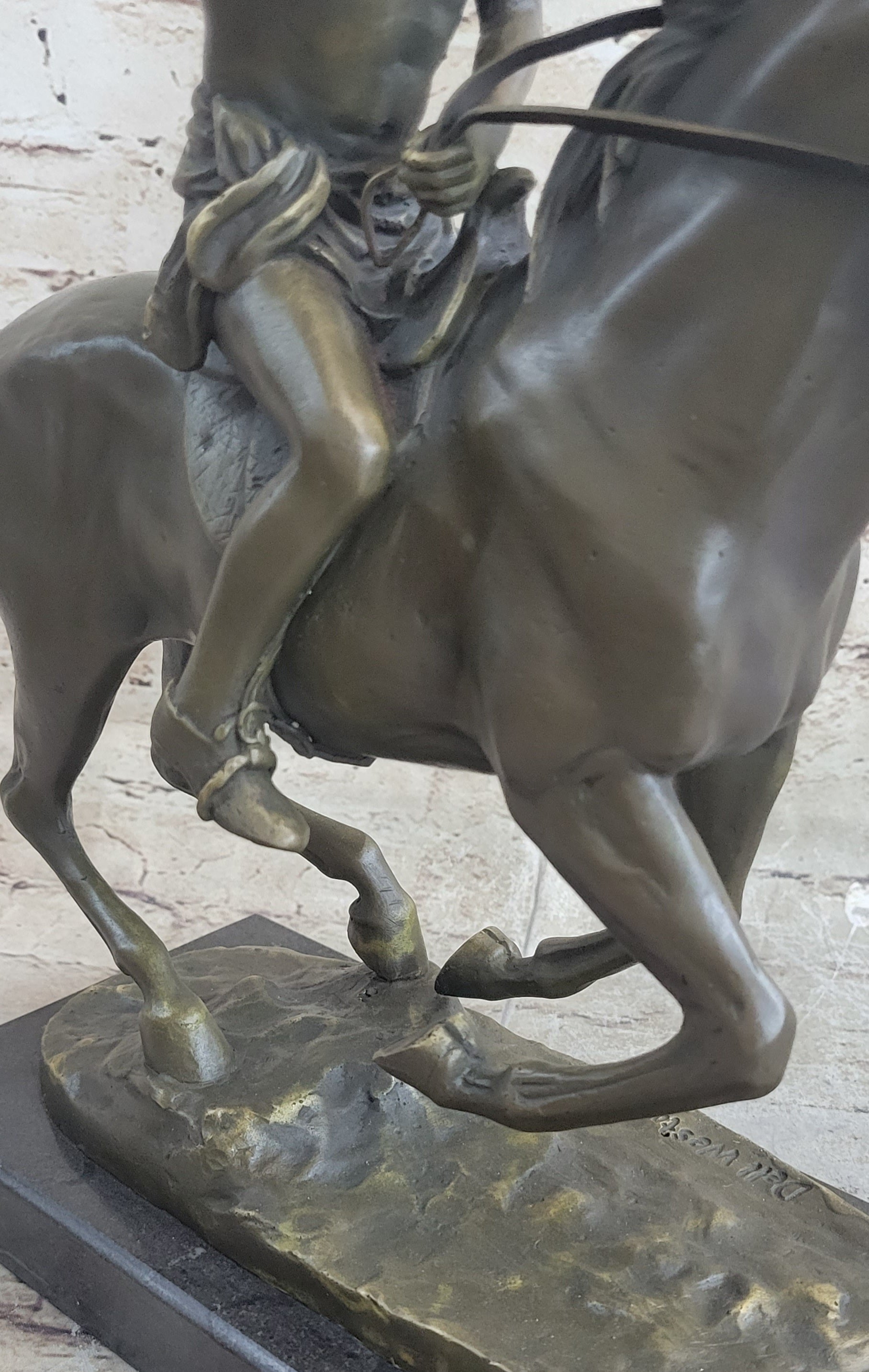 Native American Indian Man W/ Horse Bronze Sculpture