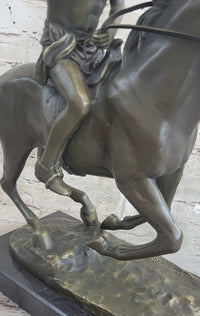 Native American Indian Man W/ Horse Bronze Sculpture