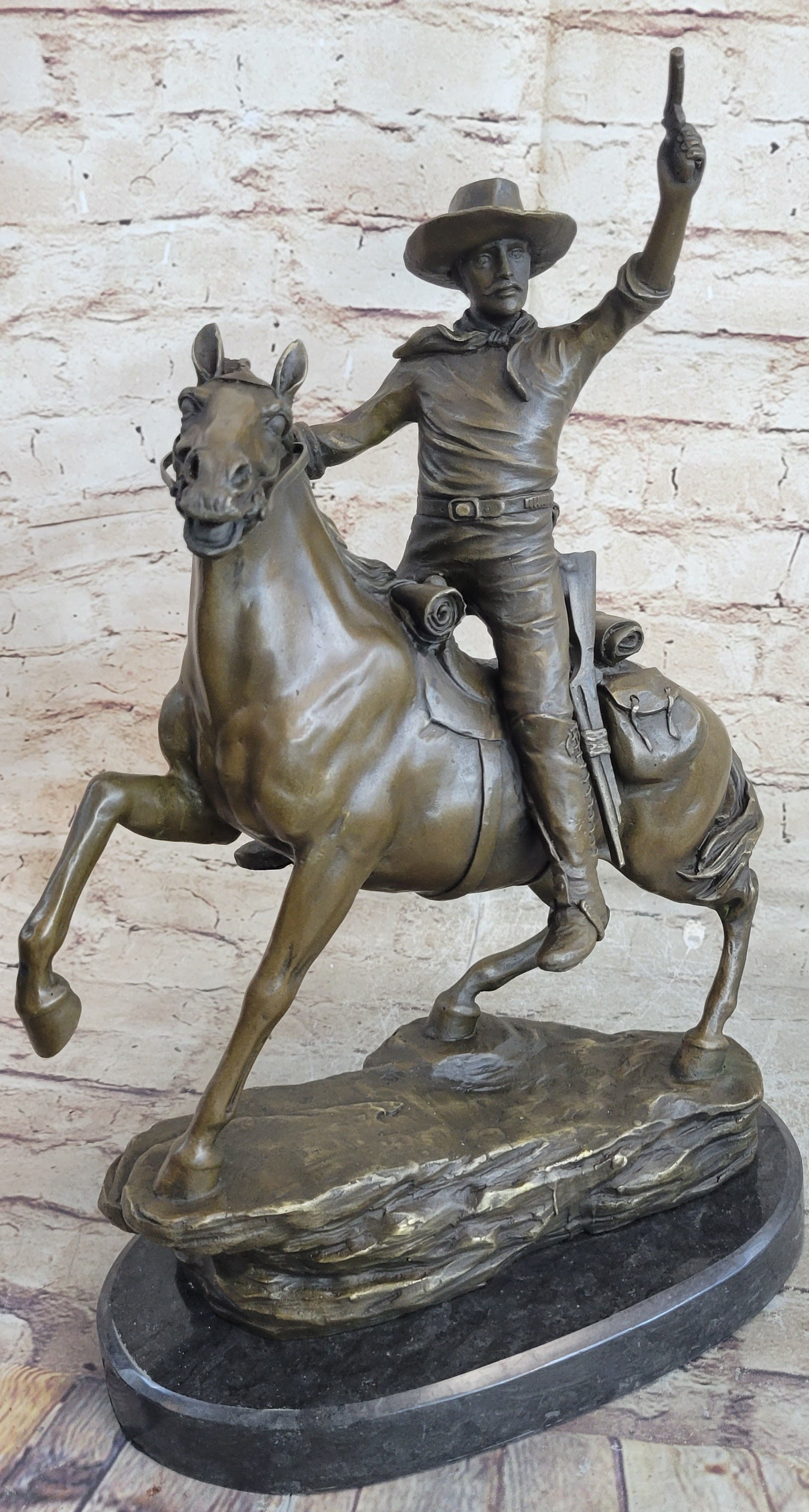 Carl Kauba Cowboy Shooting Gun Bronze Sculpture