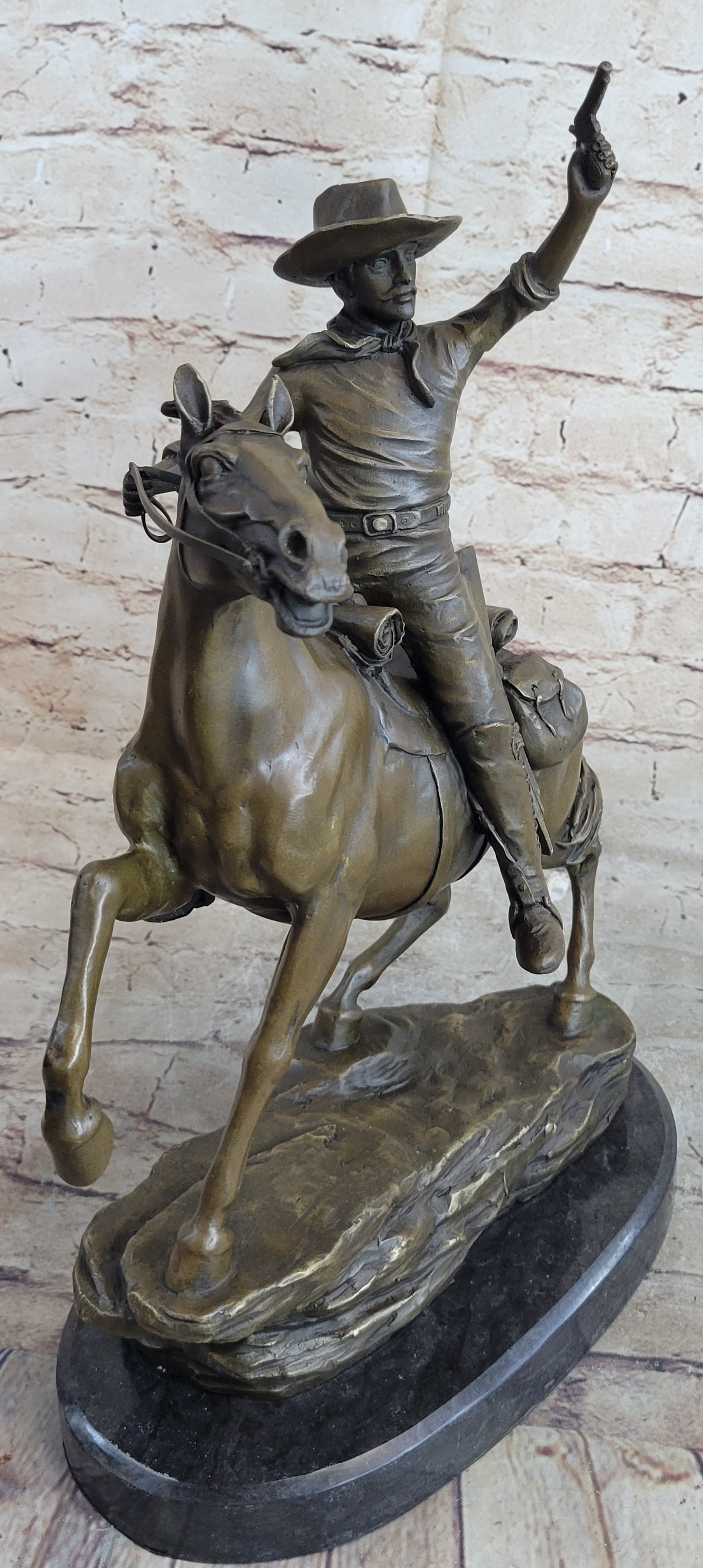 Carl Kauba Cowboy Shooting Gun Bronze Sculpture