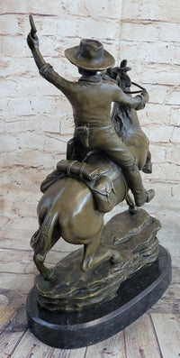 Carl Kauba Cowboy Shooting Gun Bronze Sculpture