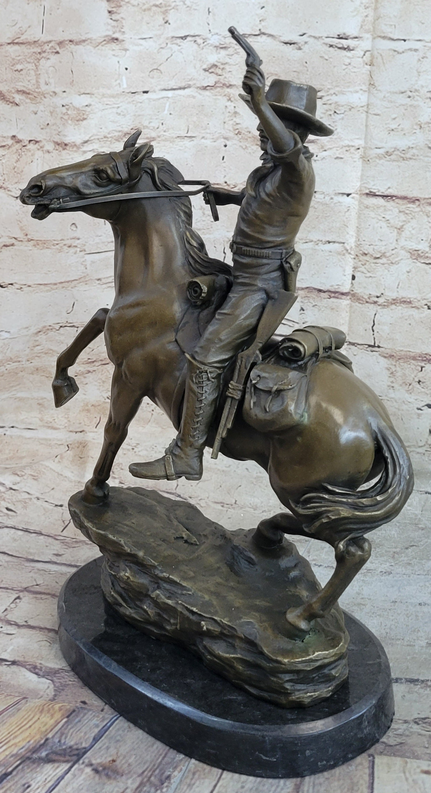Carl Kauba Cowboy Shooting Gun Bronze Sculpture