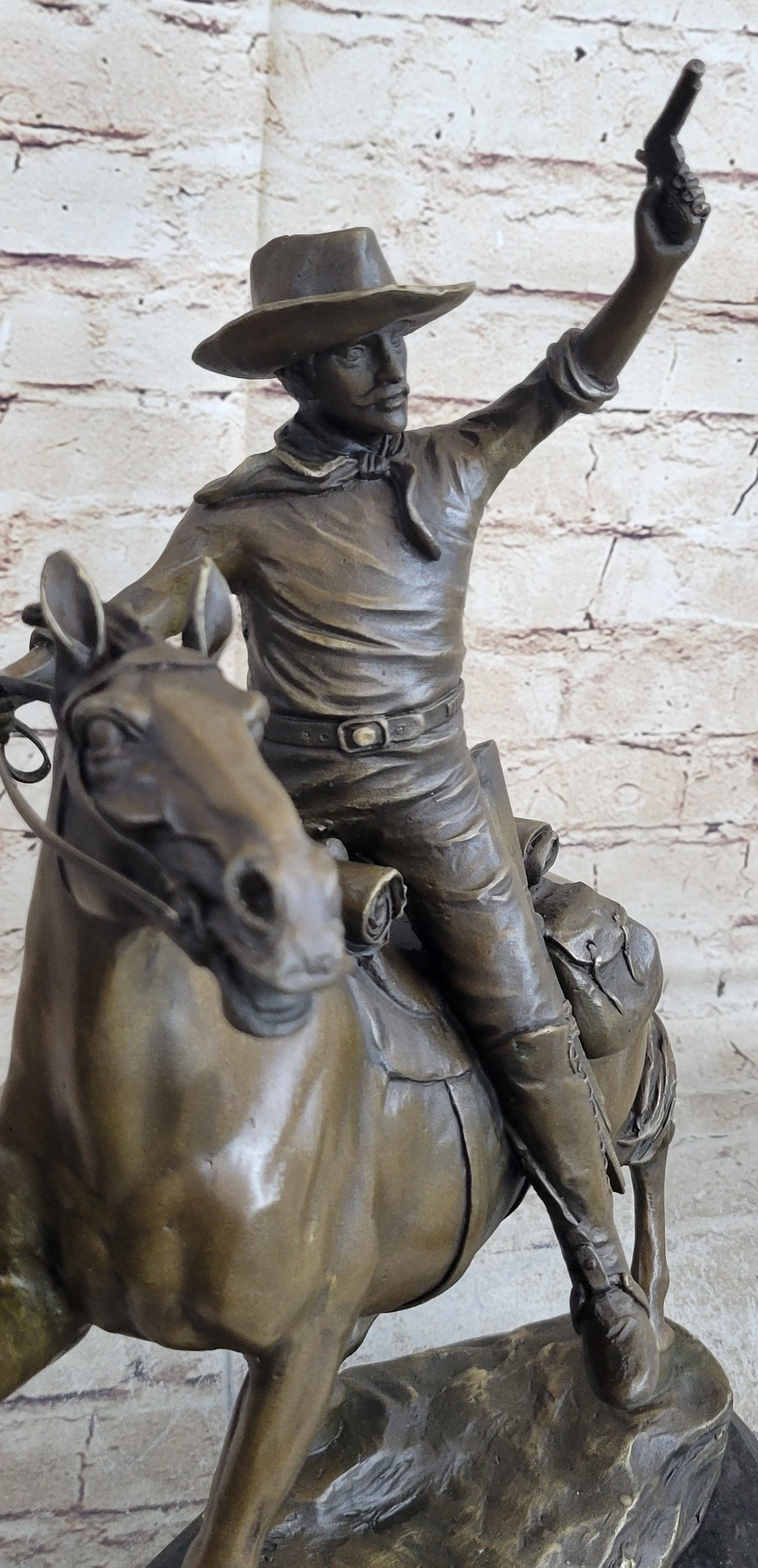 Carl Kauba Cowboy Shooting Gun Bronze Sculpture