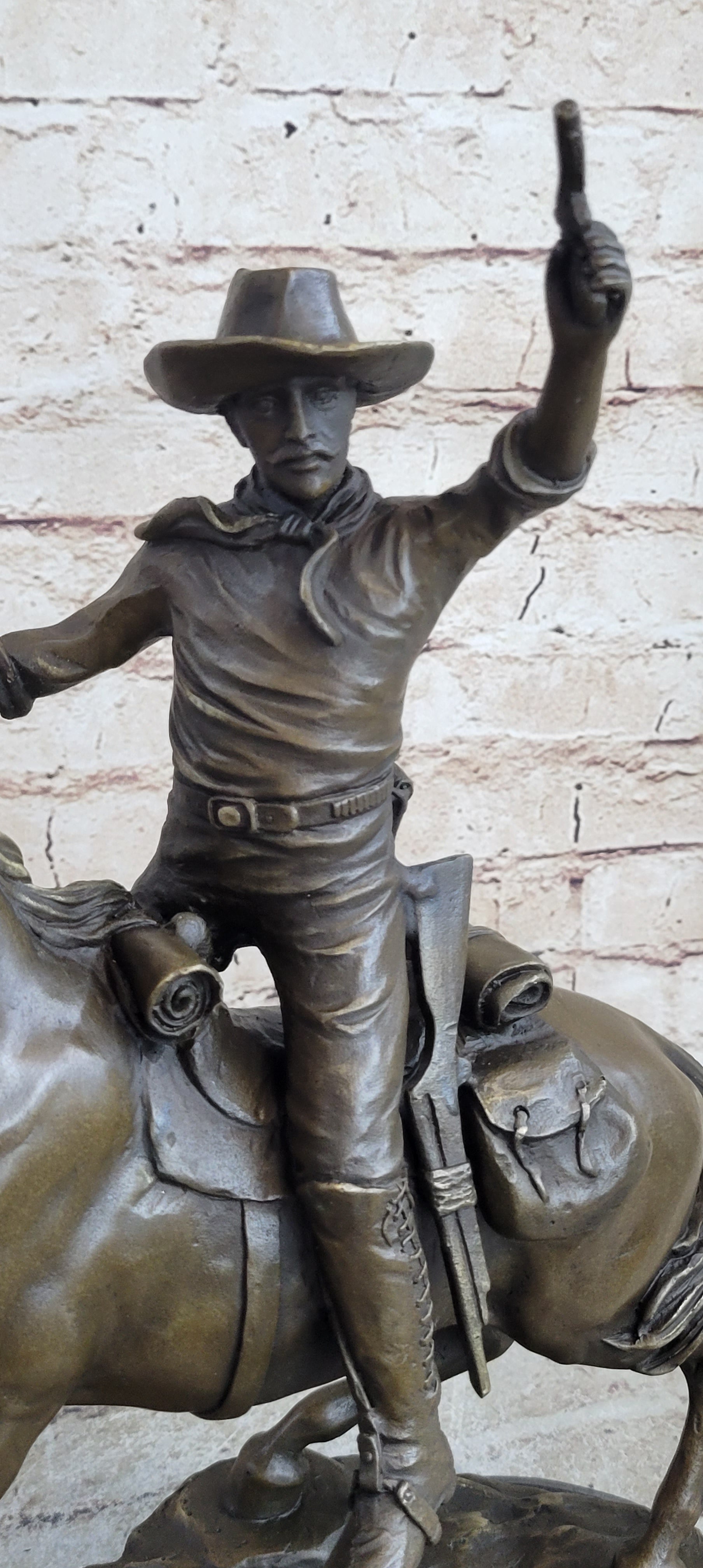Carl Kauba Cowboy Shooting Gun Bronze Sculpture