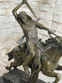 Arabian Arab Warrior on Horseback Bronze Sculpture