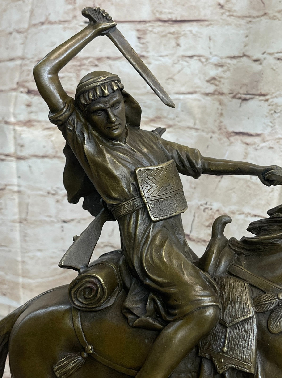 Arabian Arab Warrior on Horseback Bronze Sculpture