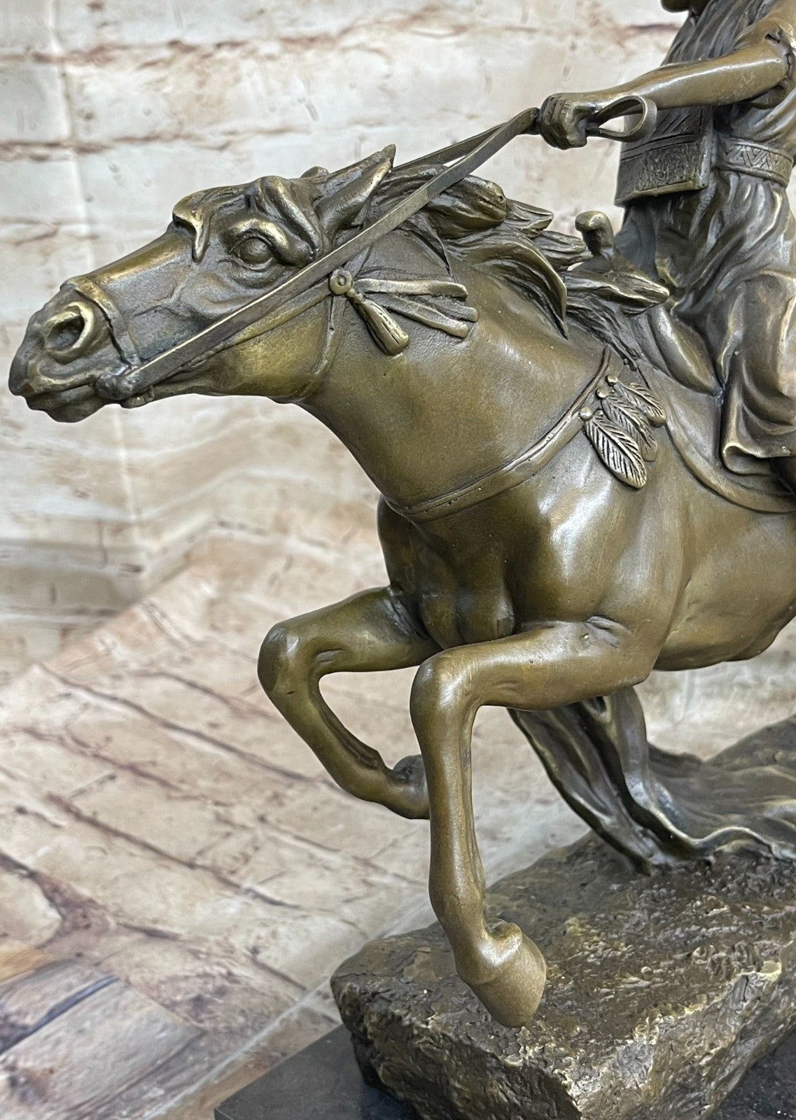 Arabian Arab Warrior on Horseback Bronze Sculpture