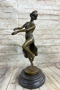 Hawaiian Hula Dancer Topless Girl Semi Nude Bronze Sculpture Statue Figure by Eichler