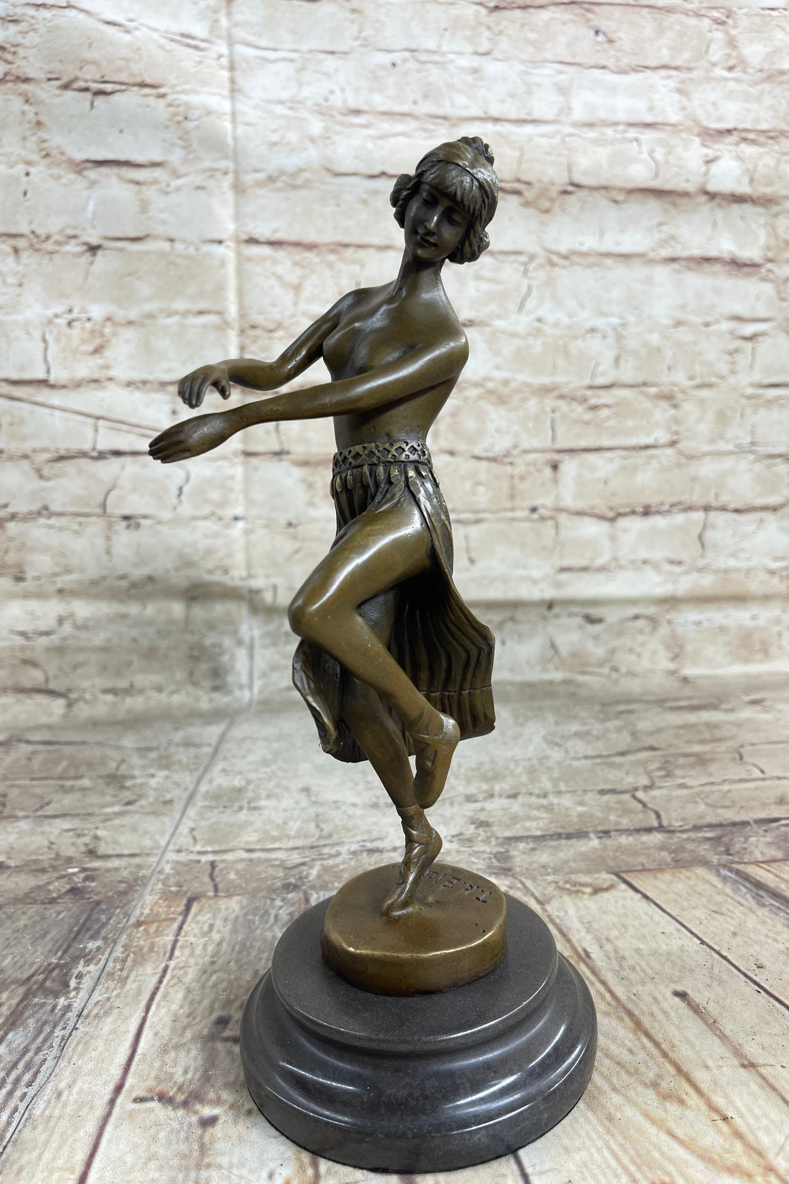 Hawaiian Hula Dancer Topless Girl Semi Nude Bronze Sculpture Statue Figure by Eichler