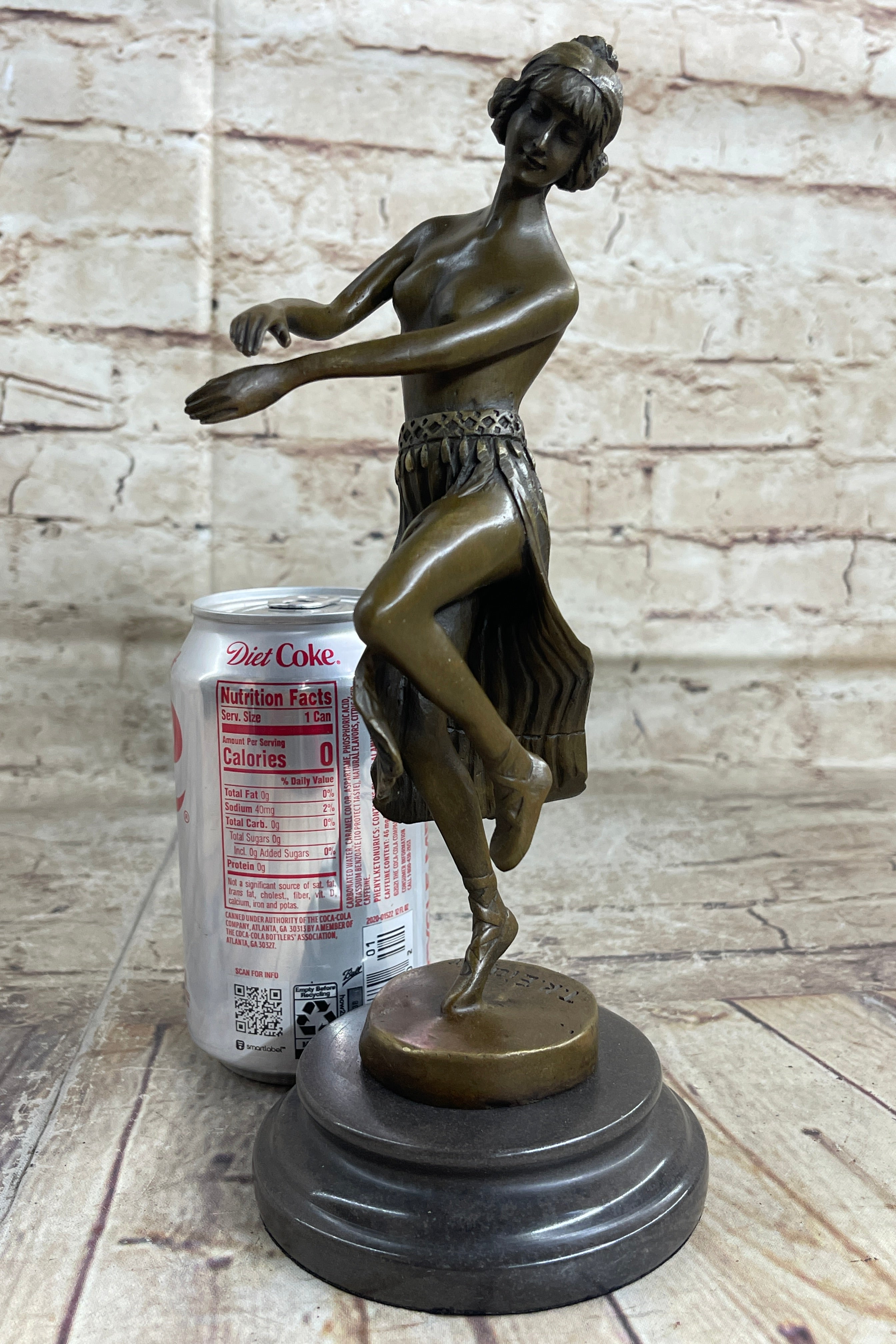Hawaiian Hula Dancer Topless Girl Semi Nude Bronze Sculpture Statue Figure by Eichler