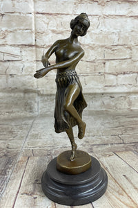 Hawaiian Hula Dancer Topless Girl Semi Nude Bronze Sculpture Statue Figure by Eichler