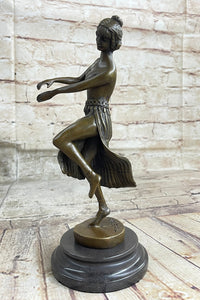 Hawaiian Hula Dancer Topless Girl Semi Nude Bronze Sculpture Statue Figure by Eichler