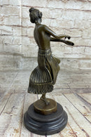 Hawaiian Hula Dancer Topless Girl Semi Nude Bronze Sculpture Statue Figure by Eichler