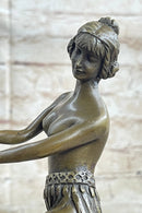Hawaiian Hula Dancer Topless Girl Semi Nude Bronze Sculpture Statue Figure by Eichler