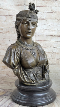 Native American Girl Bronze Bust by Villanis 19" x 11"