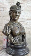 Native American Girl Bronze Bust by Villanis 19" x 11"