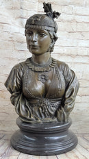 Native American Girl Bronze Bust by Villanis 19" x 11"