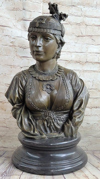 Native American Girl Bronze Bust by Villanis 19" x 11"