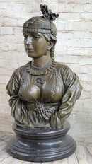 Native American Girl Bronze Bust by Villanis 19" x 11"