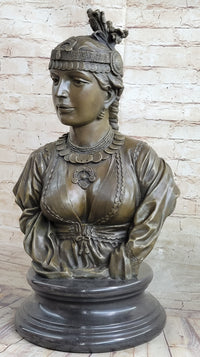 Native American Girl Bronze Bust by Villanis 19" x 11"