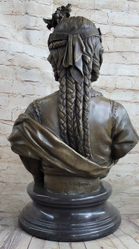 Native American Girl Bronze Bust by Villanis 19" x 11"