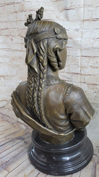 Native American Girl Bronze Bust by Villanis 19" x 11"
