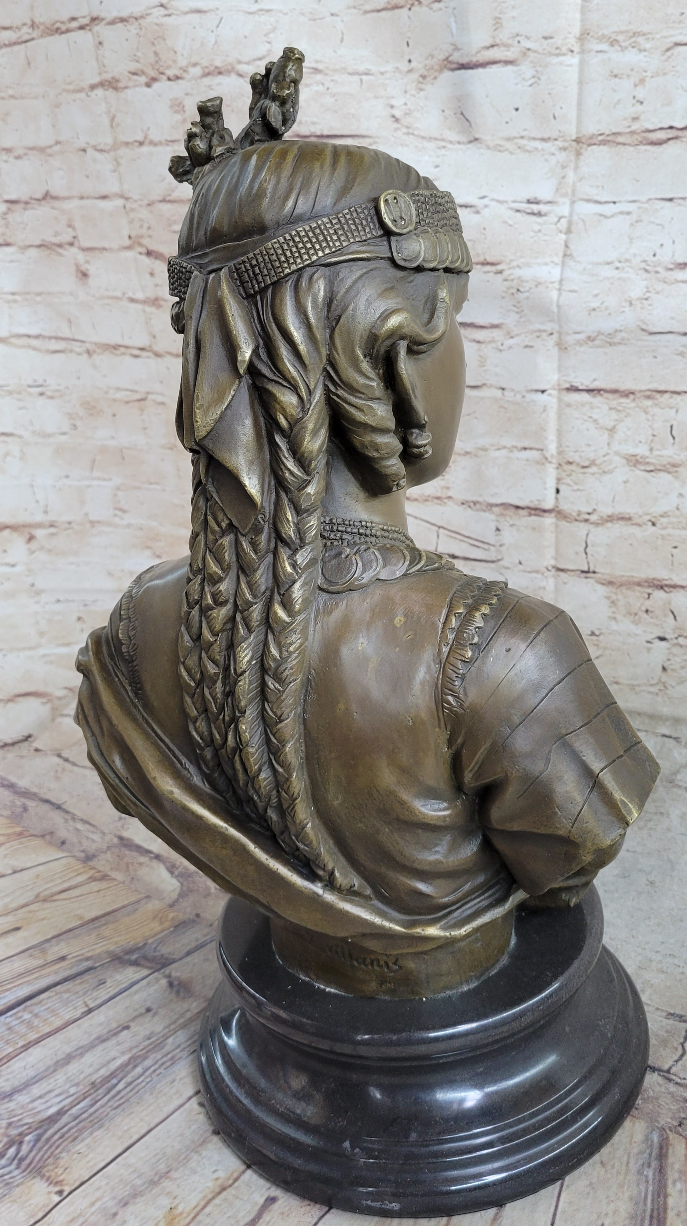 Native American Girl Bronze Bust by Villanis 19" x 11"