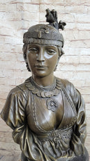 Native American Girl Bronze Bust by Villanis 19" x 11"