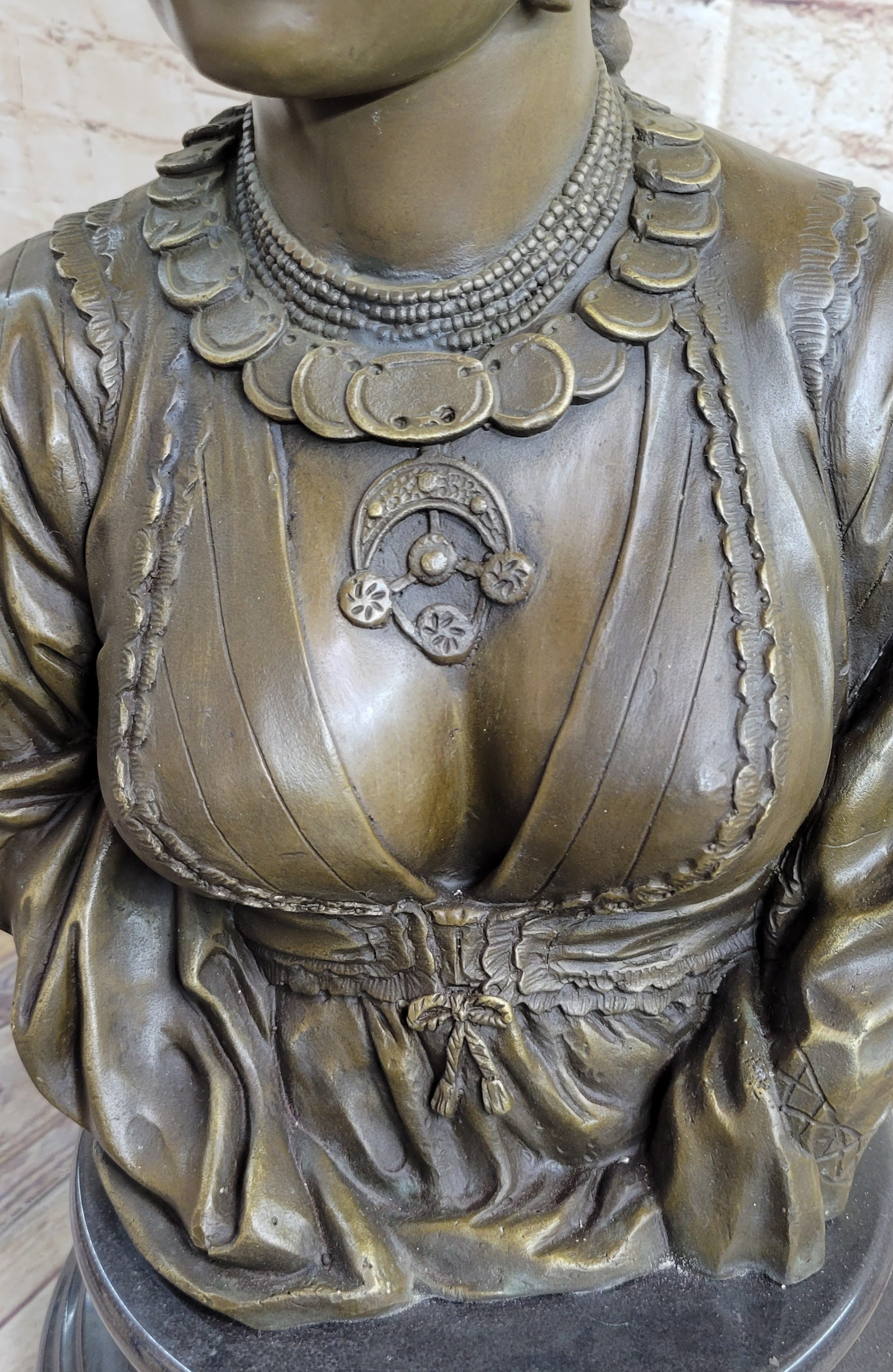 Native American Girl Bronze Bust by Villanis 19" x 11"