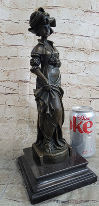 Signed Cesar Ceribelli Les Roses Classy Society Lady w/ Rose Bronze