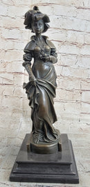 Signed Cesar Ceribelli Les Roses Classy Society Lady w/ Rose Bronze