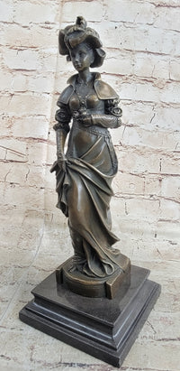 Signed Cesar Ceribelli Les Roses Classy Society Lady w/ Rose Bronze