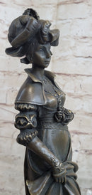 Signed Cesar Ceribelli Les Roses Classy Society Lady w/ Rose Bronze