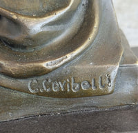 Signed Cesar Ceribelli Les Roses Classy Society Lady w/ Rose Bronze