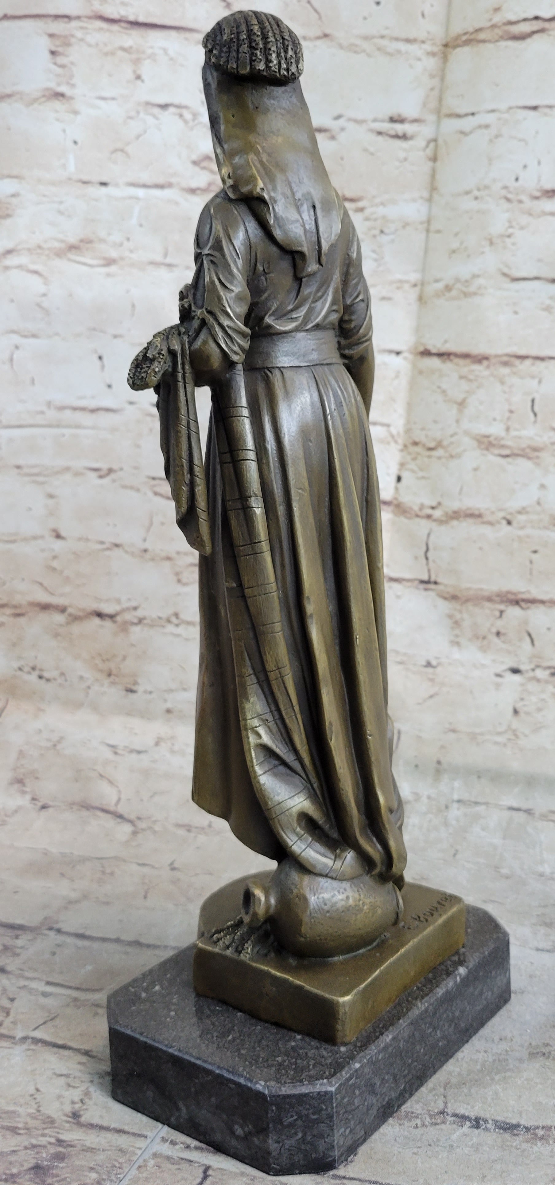 Greek Goddess Bronze Sculpture Marble Base Art Deco