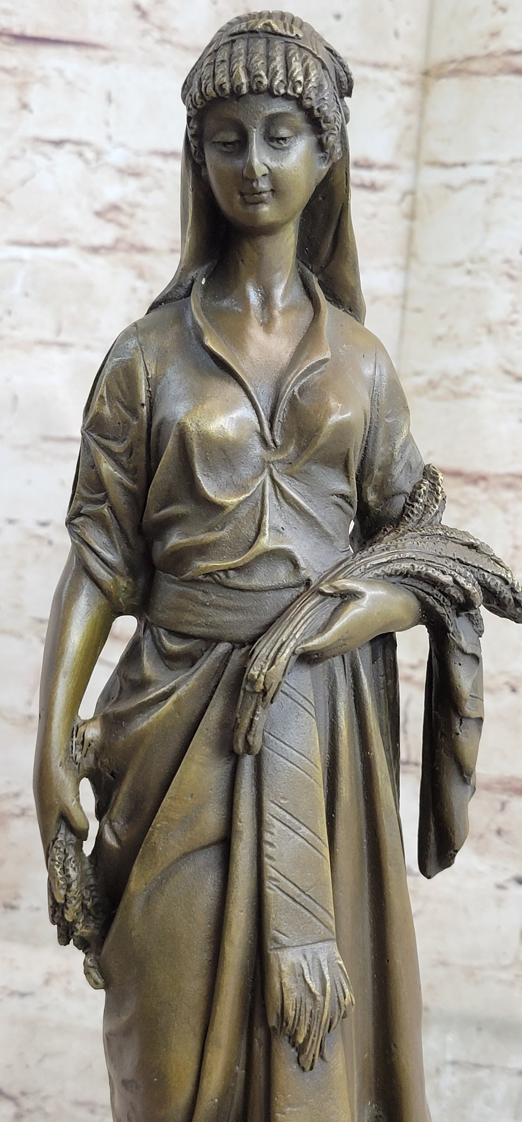 Greek Goddess Bronze Sculpture Marble Base Art Deco