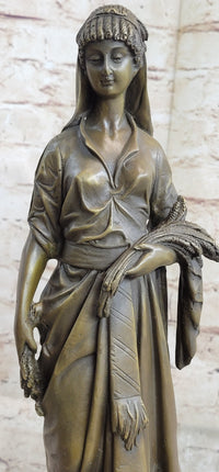 Greek Goddess Bronze Sculpture Marble Base Art Deco