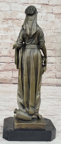 Bouret Maiden Girl Gold Patina Bronze Sculpture
