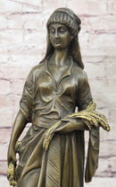 Bouret Maiden Girl Gold Patina Bronze Sculpture