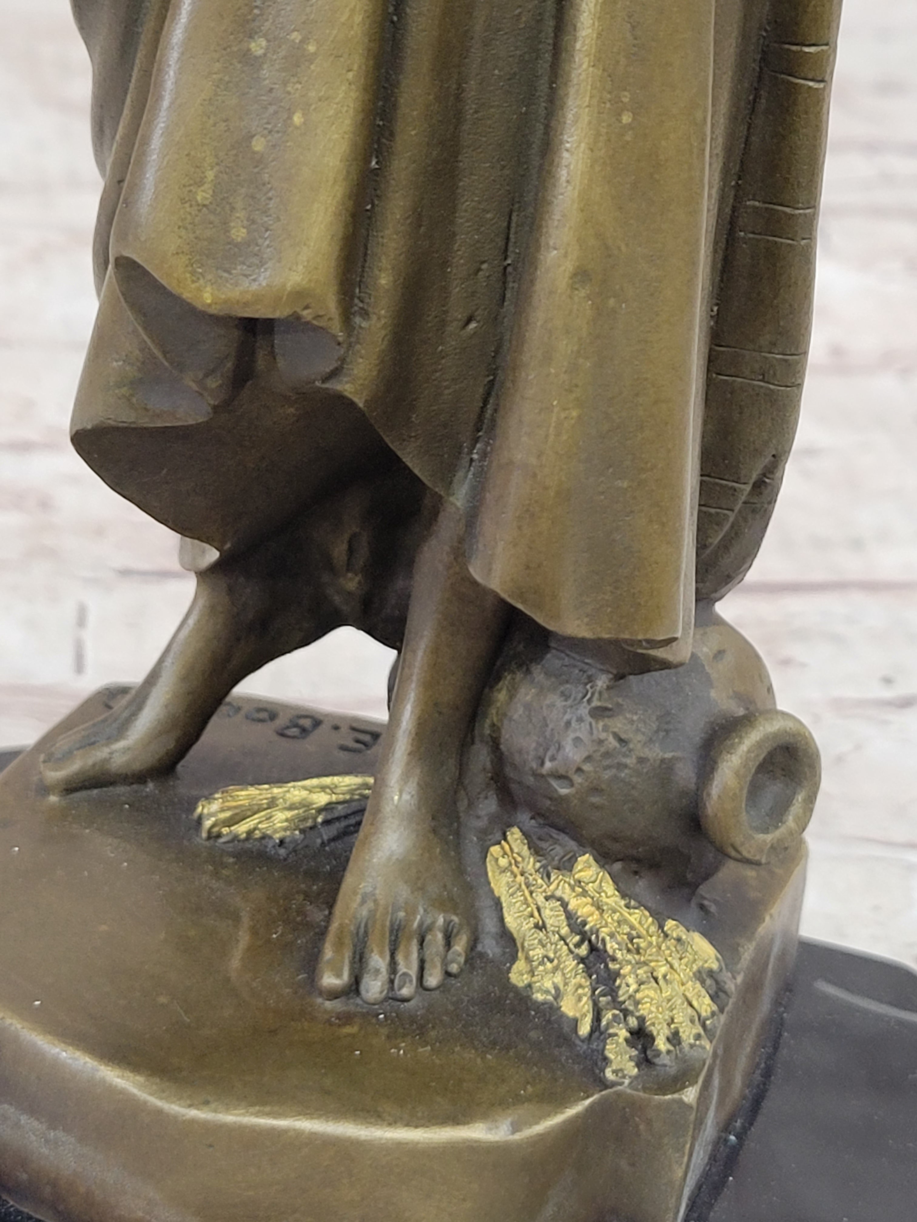 Bouret Maiden Girl Gold Patina Bronze Sculpture