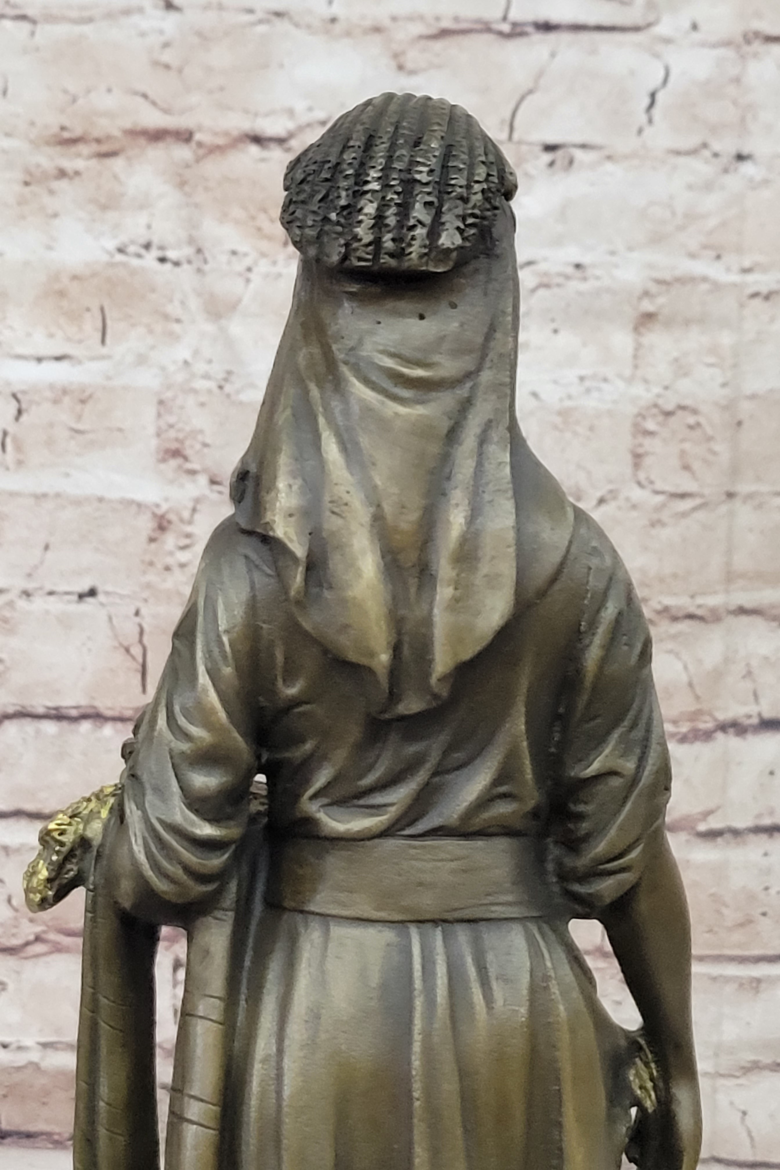 Bouret Maiden Girl Gold Patina Bronze Sculpture