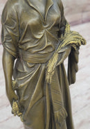 Bouret Maiden Girl Gold Patina Bronze Sculpture