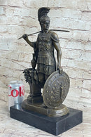 Greek Spartan Warrior Roman Soldier Signed Bronze Sculpture