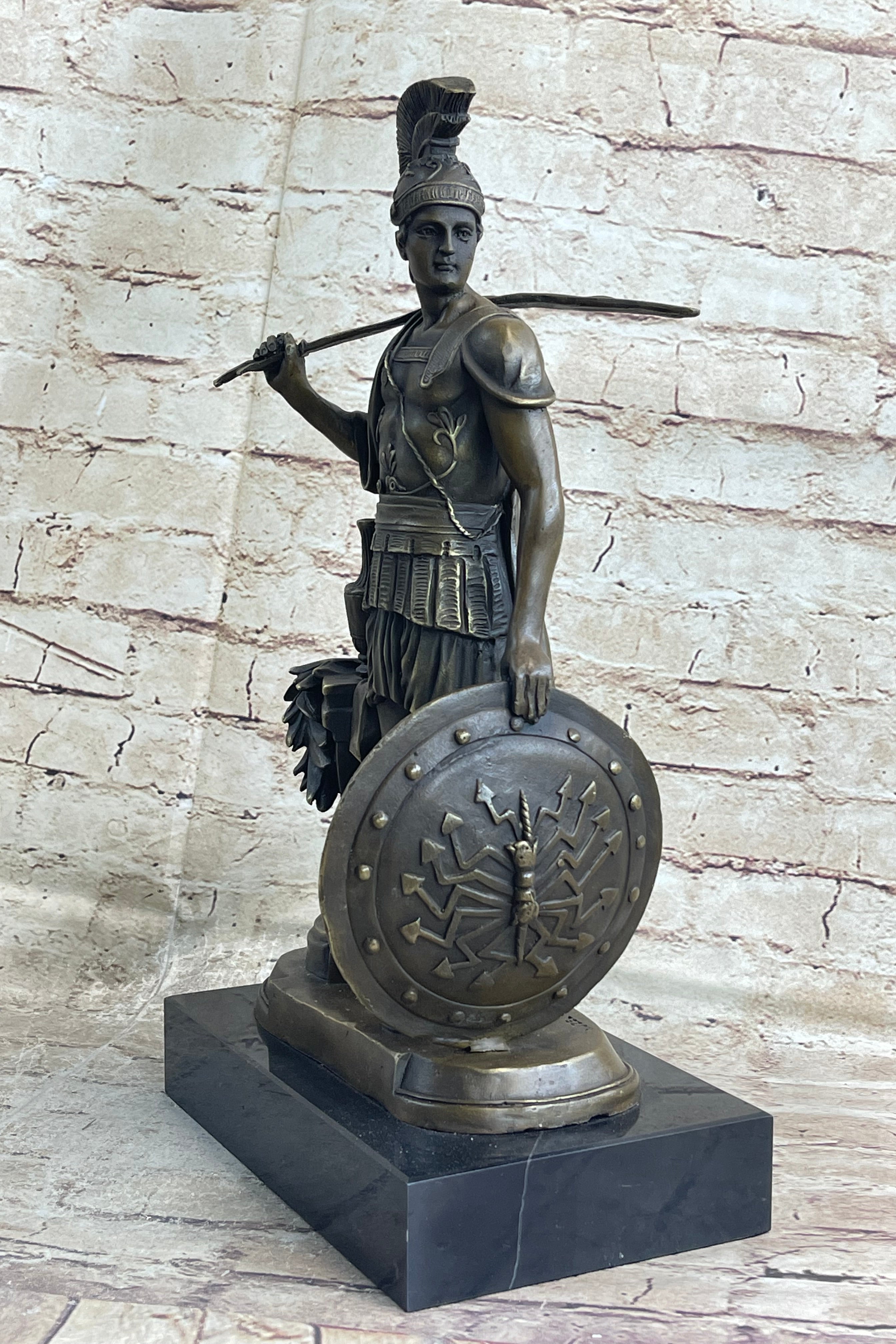 Greek Spartan Warrior Roman Soldier Signed Bronze Sculpture