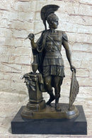 Greek Spartan Warrior Roman Soldier Signed Bronze Sculpture