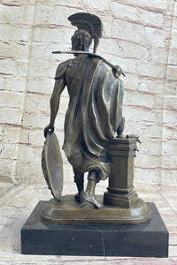 Greek Spartan Warrior Roman Soldier Signed Bronze Sculpture