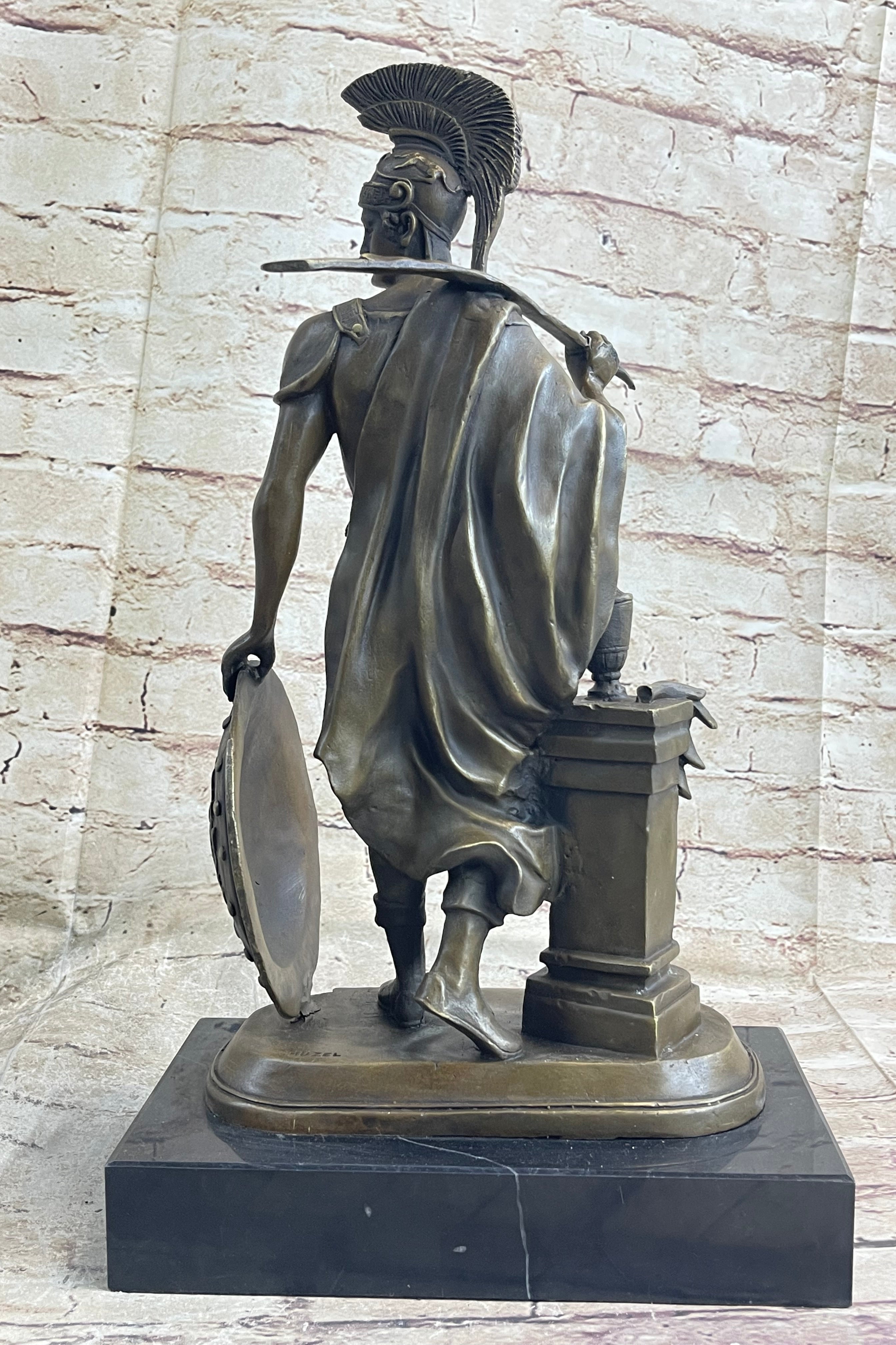 Greek Spartan Warrior Roman Soldier Signed Bronze Sculpture
