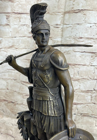 Greek Spartan Warrior Roman Soldier Signed Bronze Sculpture