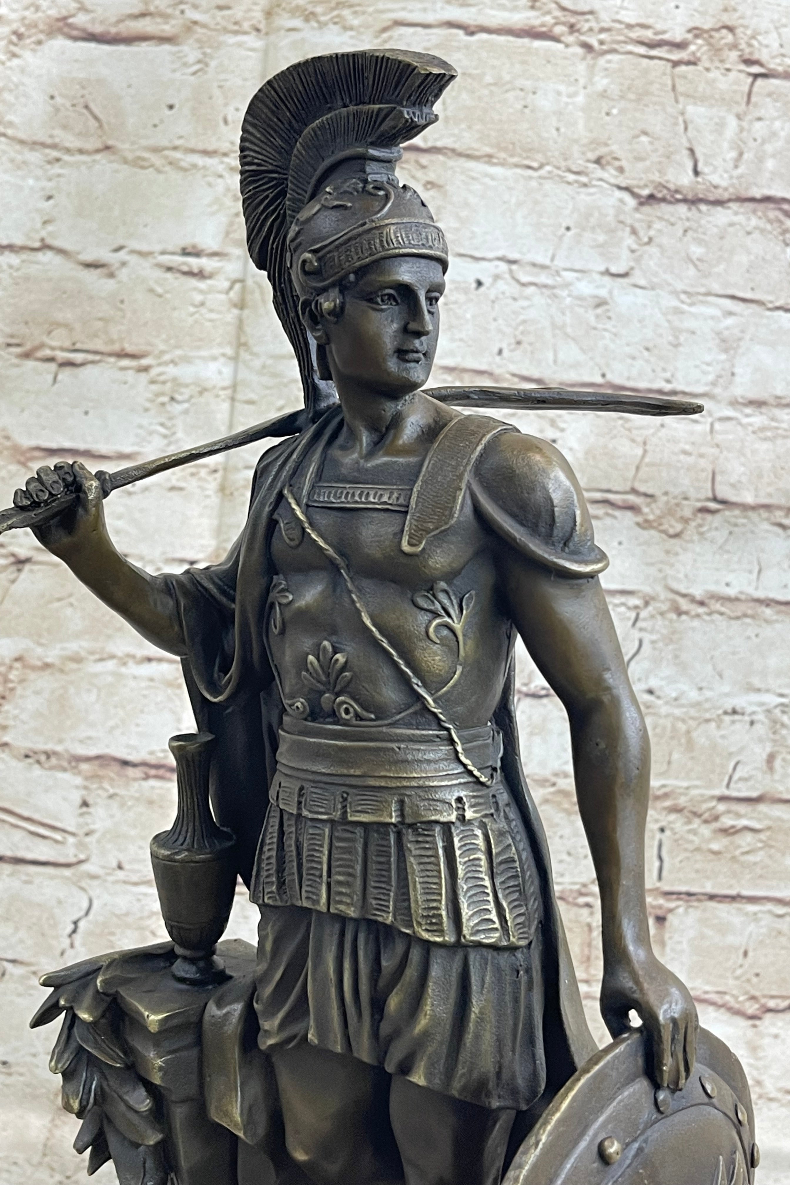 Greek Spartan Warrior Roman Soldier Signed Bronze Sculpture