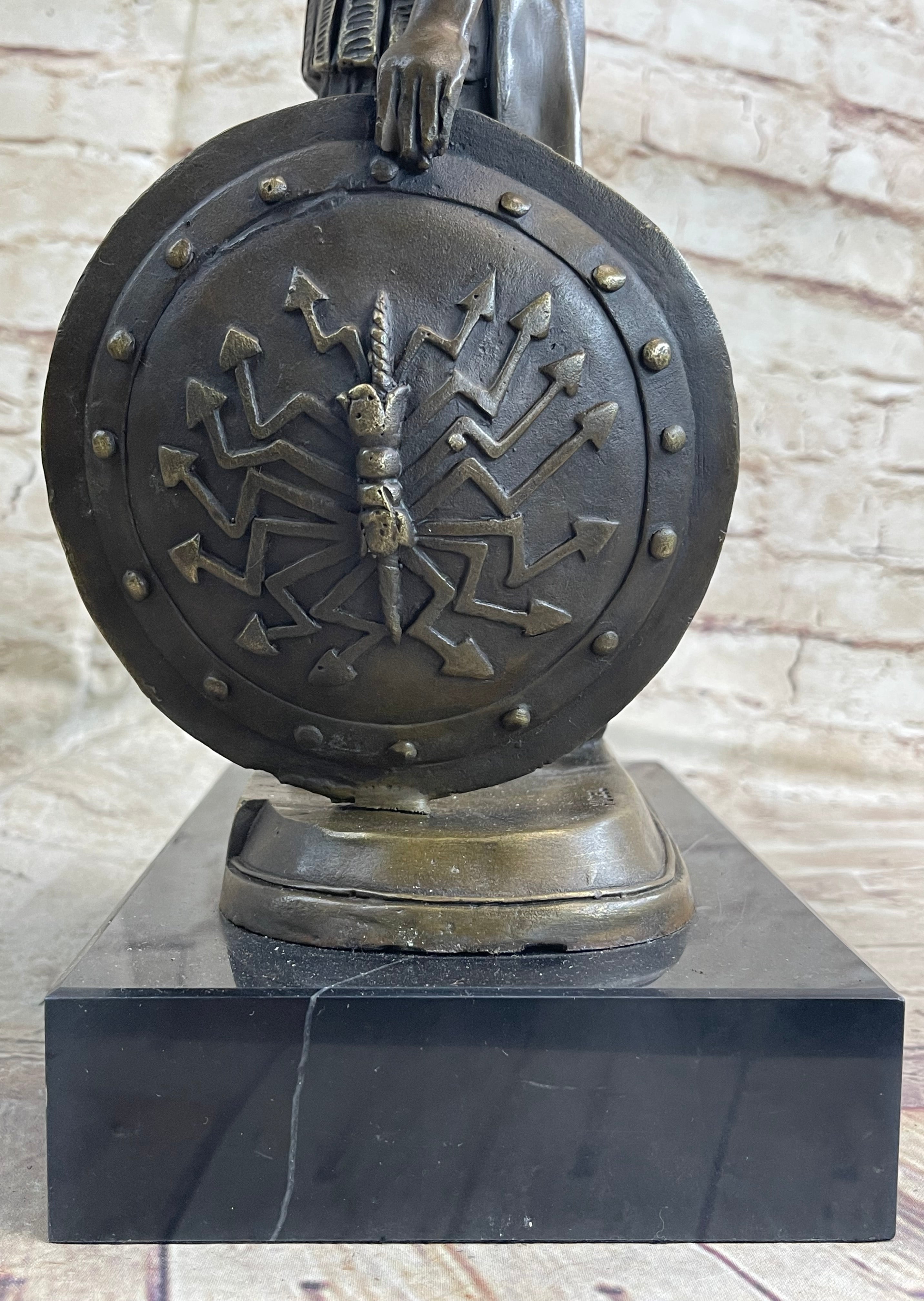 Greek Spartan Warrior Roman Soldier Signed Bronze Sculpture